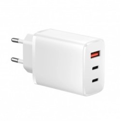 Įkrovimo daliklis, USB 1xTYPE-A, 2xTYPE-C, 65W, Baltas