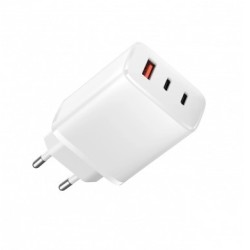 Įkrovimo daliklis, USB 1xTYPE-A, 2xTYPE-C, 65W, Baltas
