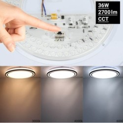 Lubinis LED šviestuvas Ø48.5cm 36W, baltas/juodas, CCT šviesa