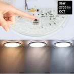 Lubinis LED šviestuvas Ø48.5cm 36W, baltas/juodas, CCT šviesa