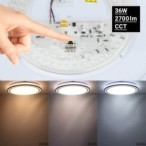 Lubinis LED šviestuvas Ø48.5cm 36W, baltas/sidabrinis, CCT šviesa