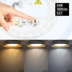 Lubinis LED šviestuvas Ø51cm 24W, baltas/medžio, CCT šviesa