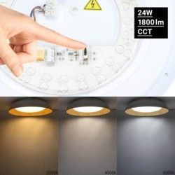 Lubinis LED šviestuvas Ø51cm 24W, baltas/juodas/medžio, CCT šviesa