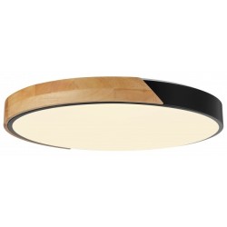 Lubinis LED šviestuvas Ø39.5cm 48W, juodas/medžio, CCT šviesa, nuotolinis valdymas