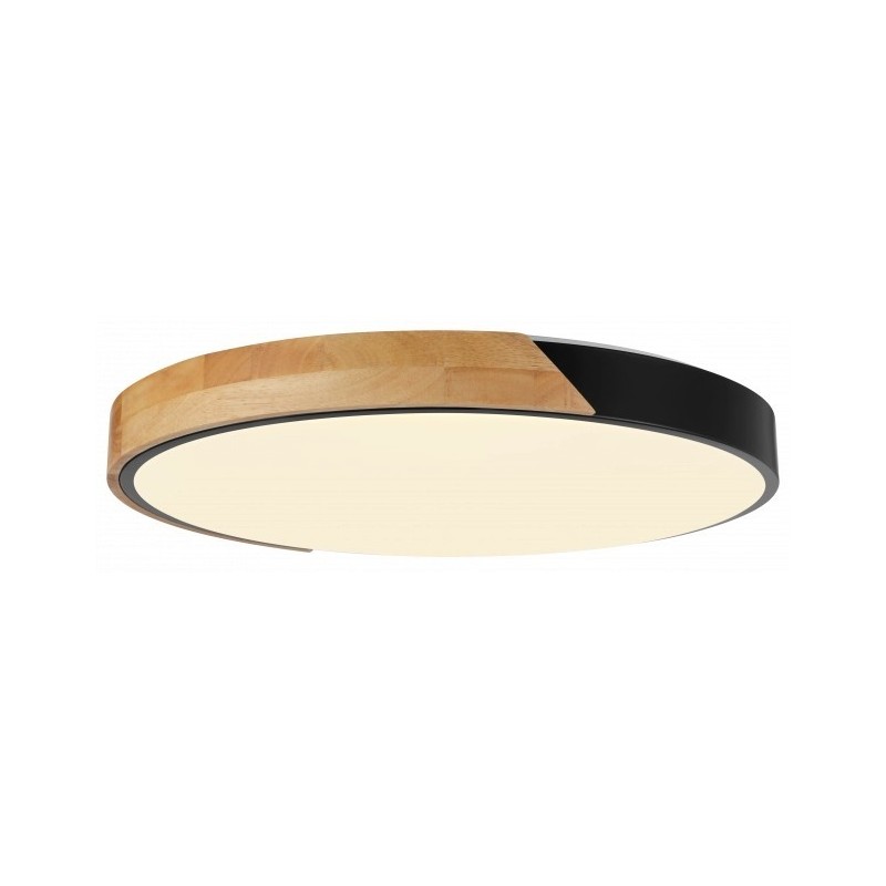 Lubinis LED šviestuvas Ø39.5cm 48W, juodas/medžio, CCT šviesa, nuotolinis valdymas