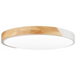 Lubinis LED šviestuvas Ø39.5cm 48W, baltas/medžio, CCT šviesa, nuotolinis valdymas