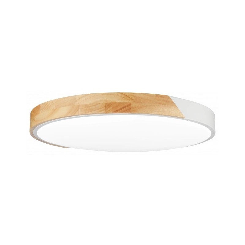 Lubinis LED šviestuvas Ø39.5cm 48W, baltas/medžio, CCT šviesa, nuotolinis valdymas