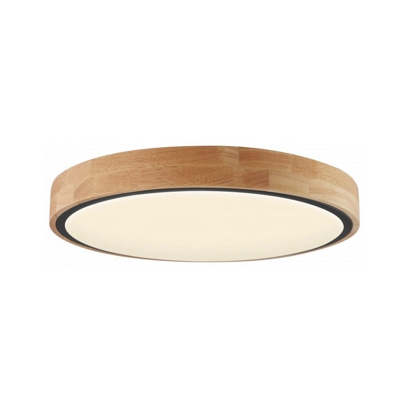Lubinis LED šviestuvas Ø51cm 60W, juodas/medžio, CCT šviesa, nuotolinis valdymas