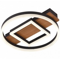 Lubinis LED šviestuvas, 46W, juodas/medžio, CCT šviesa, nuotolinis valdymas