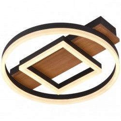 Lubinis LED šviestuvas, 46W, juodas/medžio, CCT šviesa, nuotolinis valdymas