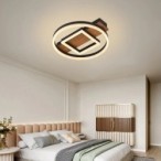 Lubinis LED šviestuvas, 46W, juodas/medžio, CCT šviesa, nuotolinis valdymas