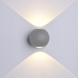 LED fasadinis lauko šviestuvas CREE 2x6W IP54 660LM Pilkas 3000K