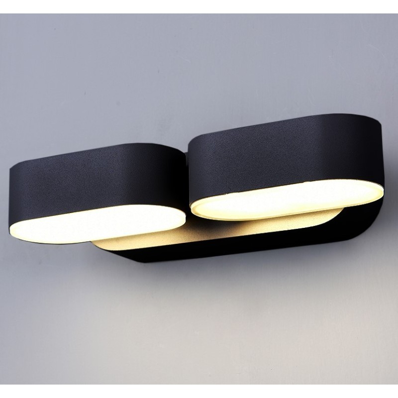 LED fasadinis lauko šviestuvas EPISTAR 2x6W IP54 1320LM Juoda spalva 3000K