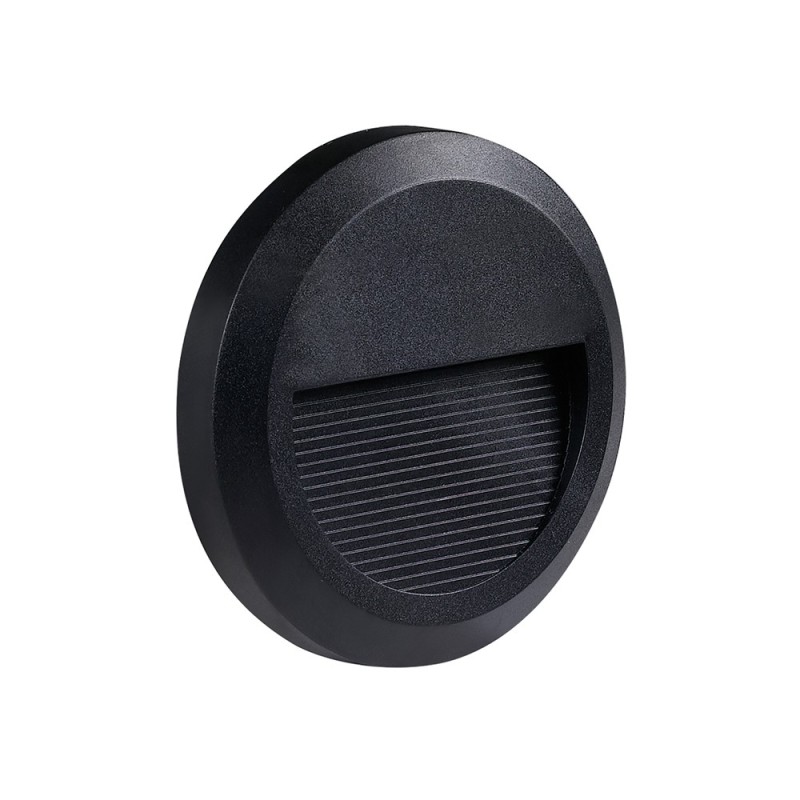 LED sieninis lauko šviestuvas (apvalus) Juoda spalva 2W 4200K 120LM 220V IP65