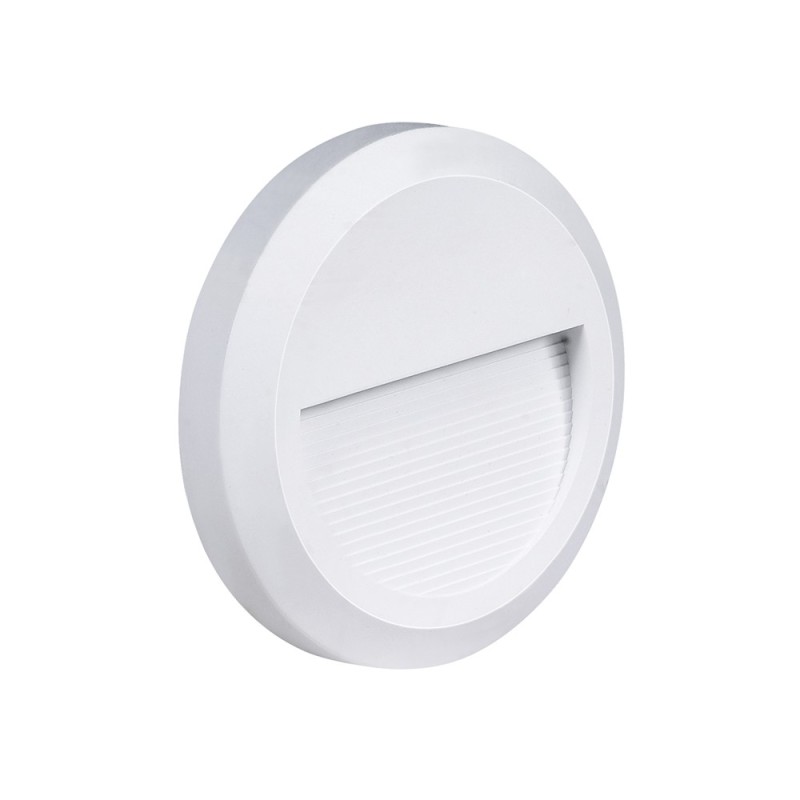LED sieninis lauko šviestuvas (apvalus) BALTA SPALVA 2W 3000K 120LM 220V IP65