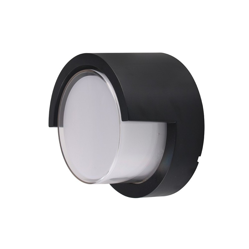 LED sieninis lauko šviestuvas (apvalus) Juoda spalva 12W 3000K 750LM 220V IP65