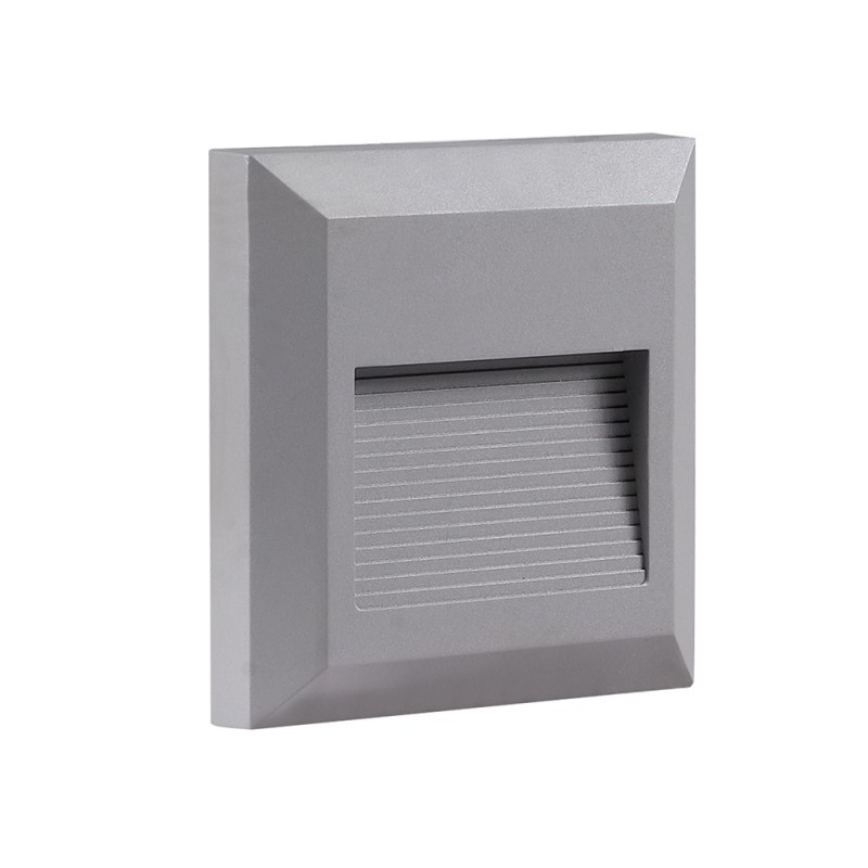 LED sieninis lauko šviestuvas (kvadratinis) Pilkas 2W 3000K 120LM 220V IP65