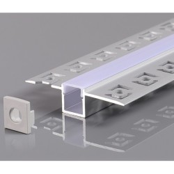 2 m užglaistomas aliuminio profilis su baltu dangteliu 56x15x15mm