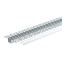 2 m užglaistomas aliuminio profilis su baltu dangteliu 56x15x15mm
