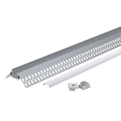 2 m užglaistomas išorinio kampo aliuminio profilis su baltu dangteliu 53x25mm