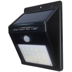 Nuo saulės energijos veikiantis LED fasadinis lauko šviestuvas (aliuminis) Juoda spalva IP54 0.75W 6000K 5.5V