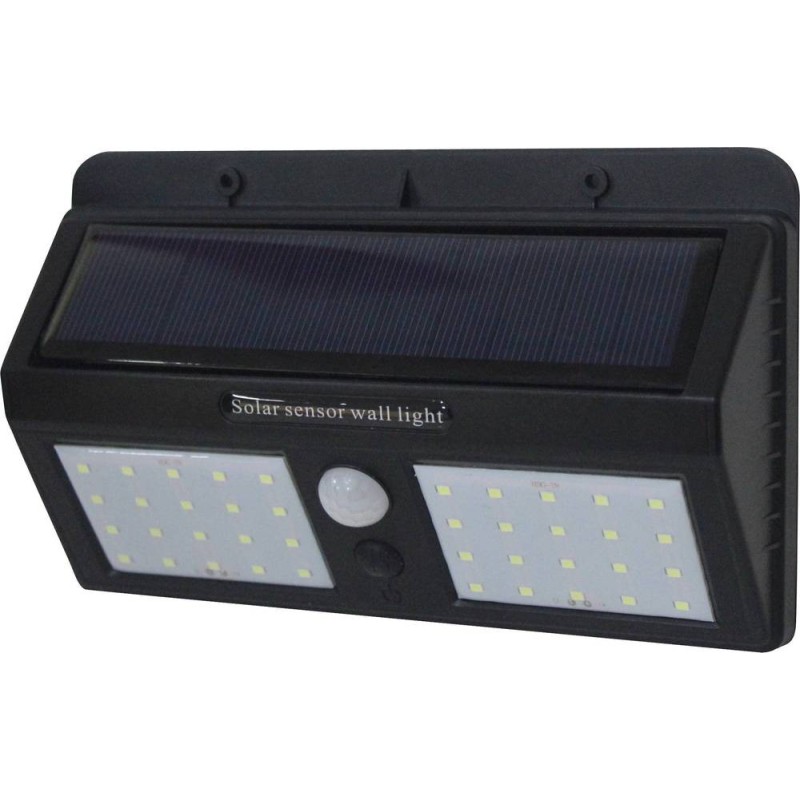 Nuo saulės energijos veikiantis LED fasadinis lauko šviestuvas (aliuminis) Juoda spalva IP54 1.5W 6000K 7.4V