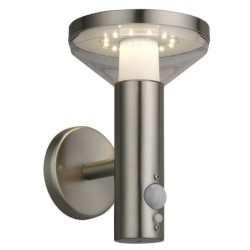 LED Sieninis lauko šviestuvas veikiantis nuo saulės energijos SS-BRUSHED Aliuminis 2W 200lm/20lm IP44 3.7V SENSOR