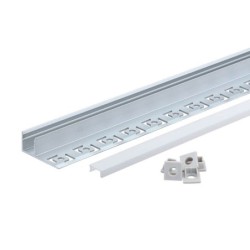2 m užglaistomas aliuminio profilis su baltu dangteliu 33 x 12.5 mm