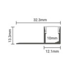 2 m užglaistomas aliuminio profilis su baltu dangteliu 33 x 12.5 mm