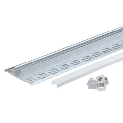 2 m užglaistomas aliuminio profilis su baltu dangteliu 53x12.3 mm