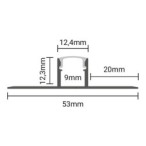 2 m užglaistomas aliuminio profilis su baltu dangteliu 53x12.3 mm
