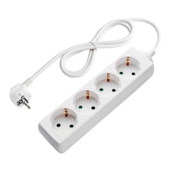 Ilgintuvas su įžeminimu 220V 1.5m, 4 lizdai, baltas