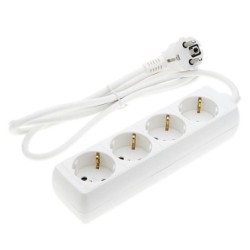 Ilgintuvas su įžeminimu 220V 1.5m, 4 lizdai, baltas
