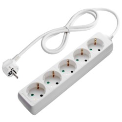 Ilgintuvas su įžeminimu 220V 1.5m, 5 lizdai, baltas