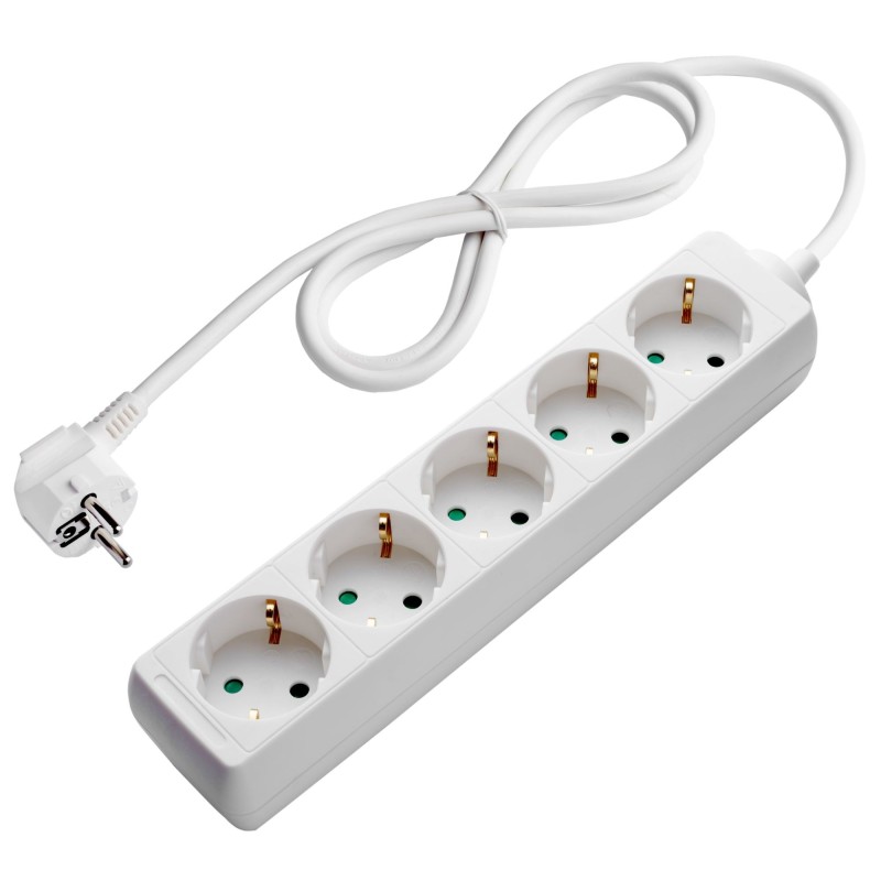 Ilgintuvas su įžeminimu 220V 1.5m, 5 lizdai, baltas