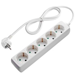 Ilgintuvas su įžeminimu 220V 3m, 5 lizdai, baltas