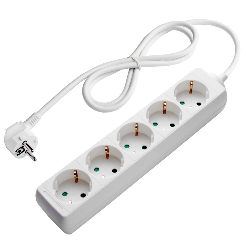 Ilgintuvas su įžeminimu 220V 3m, 5 lizdai, baltas