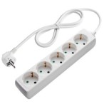 Ilgintuvas su įžeminimu 220V 3m, 5 lizdai, baltas