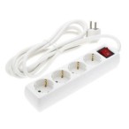 Ilgintuvas su įžeminimu 220V 1.5m, 4 lizdai, su jungikliu, baltas