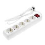 Ilgintuvas su įžeminimu 220V 1.5m, 5 lizdai, su jungikliu, baltas