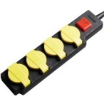 Ilgintuvas su įžeminimu 220V 5m, 4 lizdai, IP44, su jungikliu, juodas