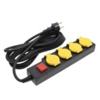 Ilgintuvas su įžeminimu 220V 5m, 4 lizdai, IP44, su jungikliu, juodas