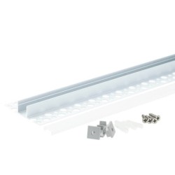 2 m užglaistomas aliuminio profilis su baltu dangteliu 54.6 x 12.8mm