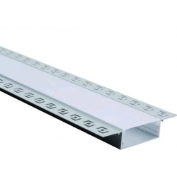 2 m užglaistomas aliuminio profilis su baltu dangteliu 61.5 x 14 mm