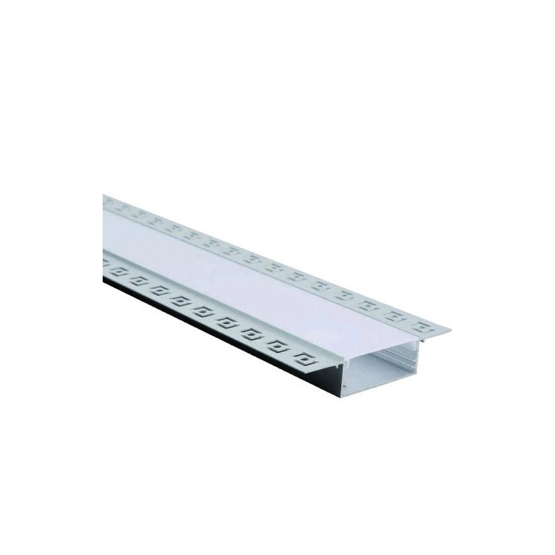 2 m užglaistomas aliuminio profilis su baltu dangteliu 61.5 x 14 mm