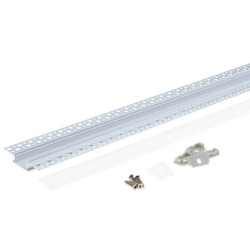 2 m užglaistomas aliuminio profilis su baltu dangteliu 61.5 x 14 mm