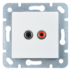 Audio lizdas 2xRCA KARRE Baltas (be rėmelio)