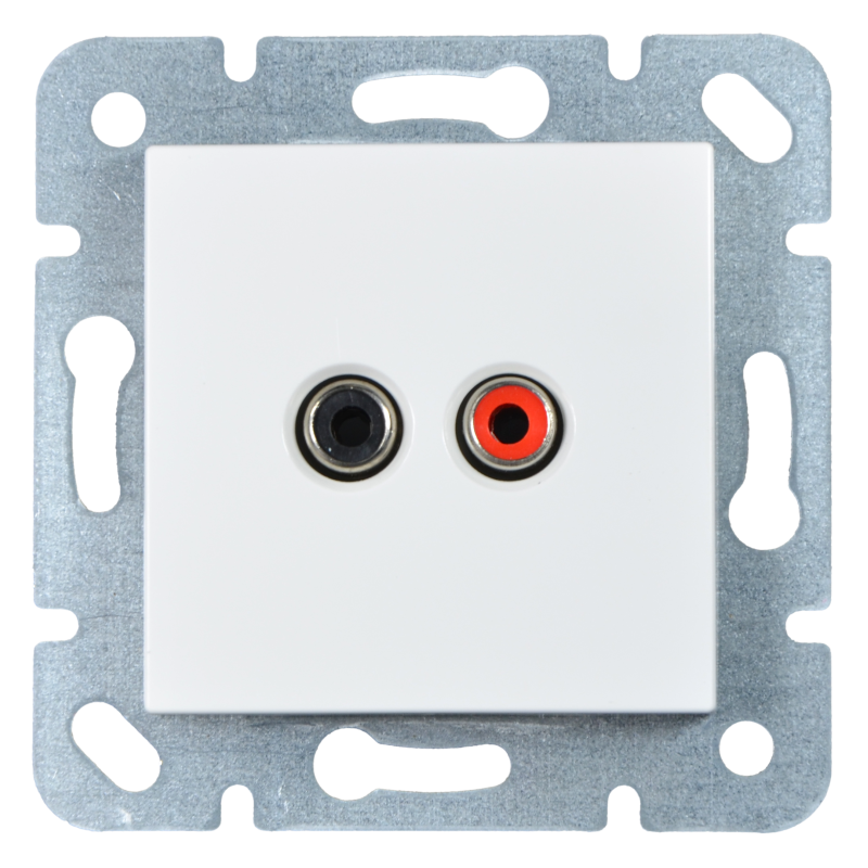 Audio lizdas 2xRCA KARRE Baltas (be rėmelio)