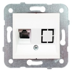 Vienvietis kompiuterinis lizdas 5E kategorija (RJ45) KARRE Baltas (be rėmelio)