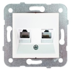 Dvigubas kompiuterinis lizdas 5E kategorija (RJ45) KARRE Baltas (be rėmelio)